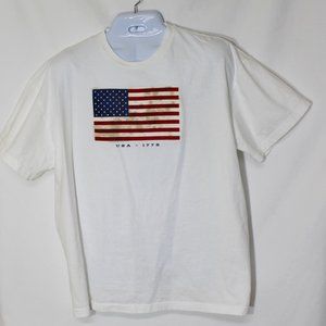 Americana T-Shirt Mens Size 2XL White American Flag USA 1776 Short Sleeve VTG